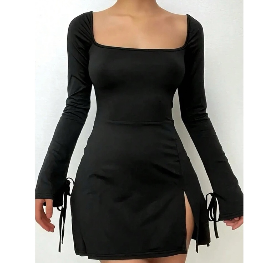 SHEIN Black Square-Neck Mini Dress – Size L